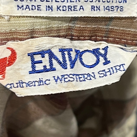 Vintage Envoy Western Rockabilly Button Down Plaid Button Down Shirt - Picture 5 of 5